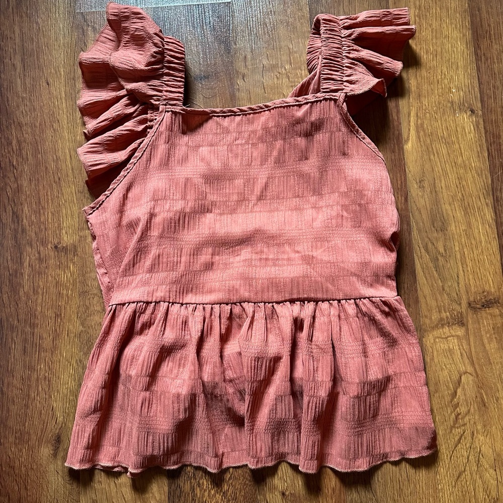 Ruffled Terracotta Top w/ Open Back + Bow